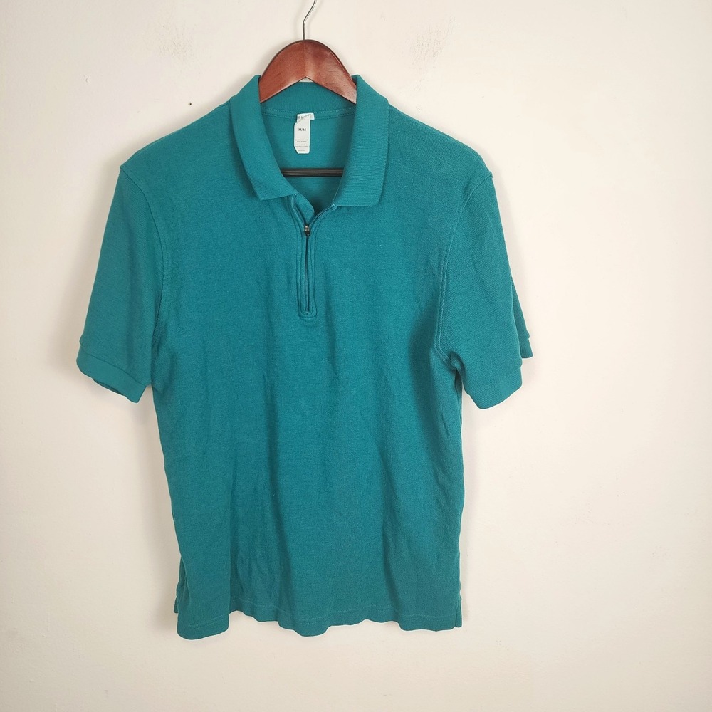 Rhone‎ Polo Shirt Medium Teal Blue Short Sleeve Performance Casual Men's Zipper